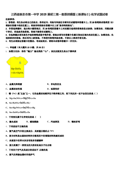 江西省新余市第一中学2025届初三第一套原创猜题(新课标I)化学试题试卷含解析