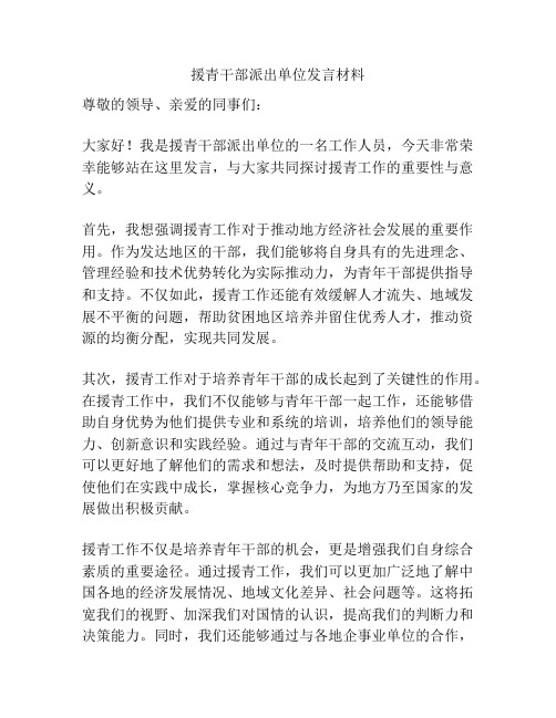 援青干部派出单位发言材料