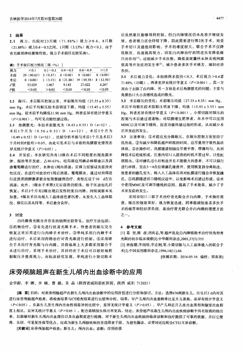 床旁颅脑超声在新生儿颅内出血诊断中的应用