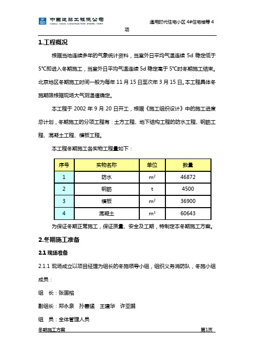 冬期施工方案(长城杯)