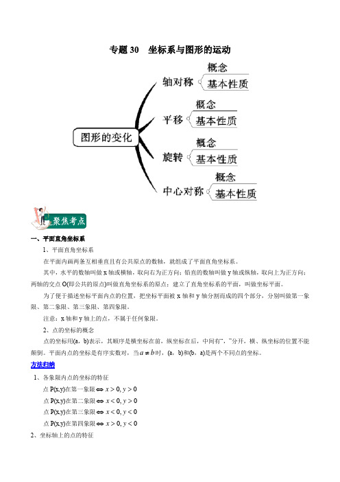 2020年中考数学一轮复习讲义(上海专版) 专题30  坐标系与图形的运动(解析版)