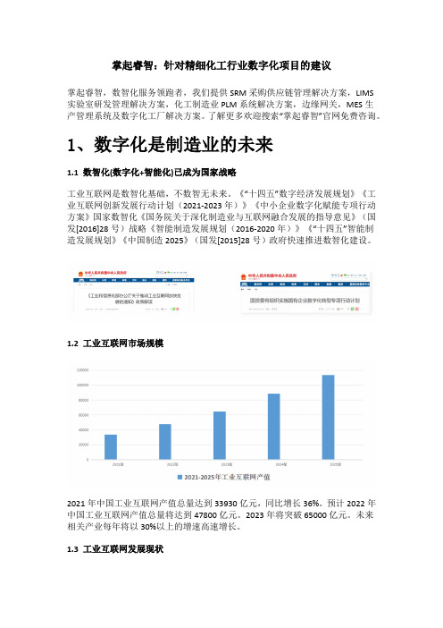 掌起睿智：针对精细化工行业数字化项目的建议