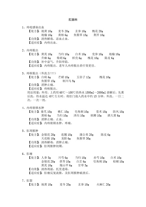 免煎中药专病专方-肛肠科