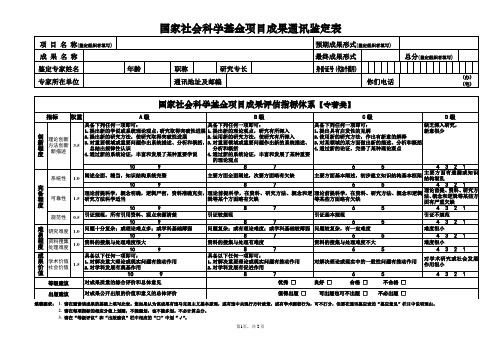 国家社科基金项目成果通讯鉴定表(专著类)资料文档