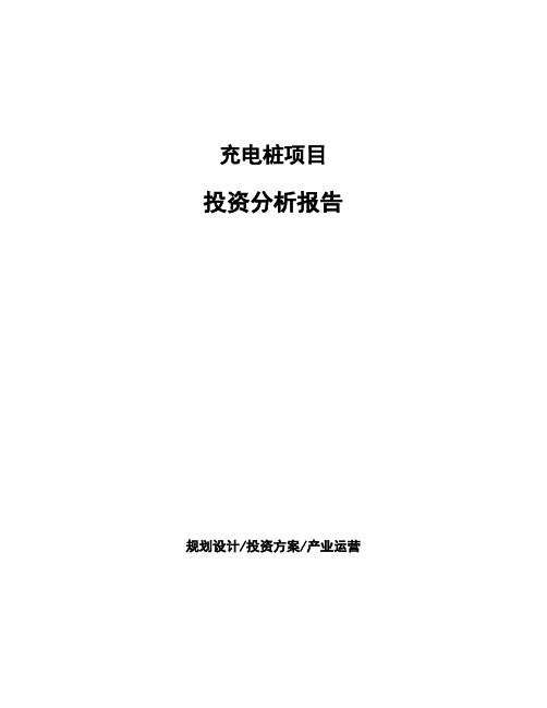 充电桩项目投资分析报告