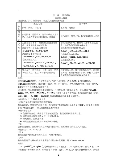 经典中考化学复习资料 常见的碱