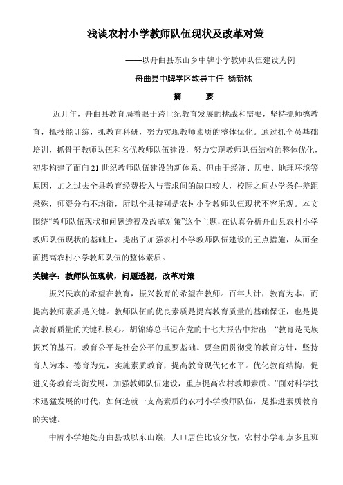 教师队伍现状和问题透视及改革对策