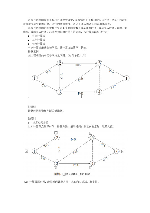 双代号网络图时间参数计算技巧