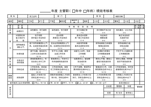 主管职绩效考核表