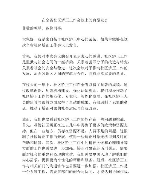 在全省社区矫正工作会议上的典型发言