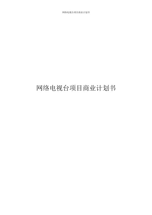 网络电视台项目商业计划书