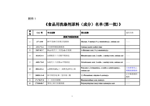 《食品用洗涤剂原料(成分)名单(第一批)》