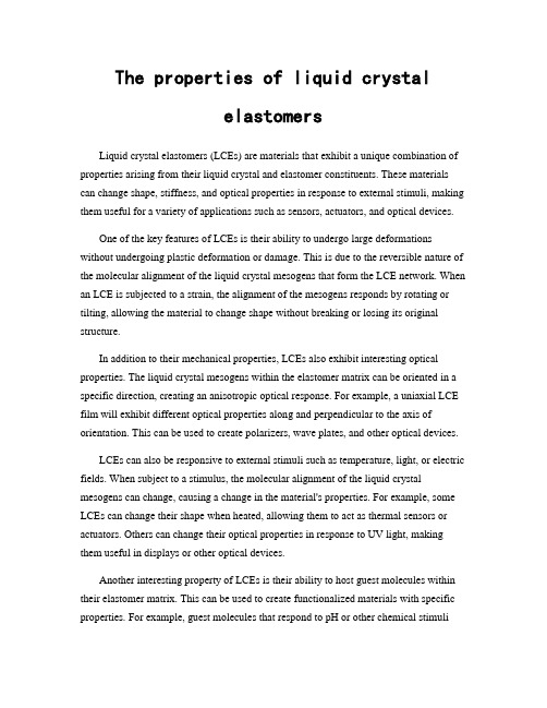 The properties of liquid crystal elastomers