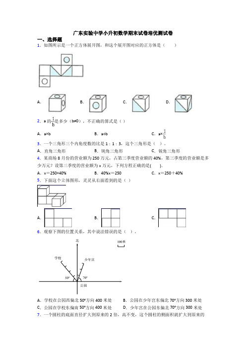 广东实验中学小升初数学期末试卷培优测试卷