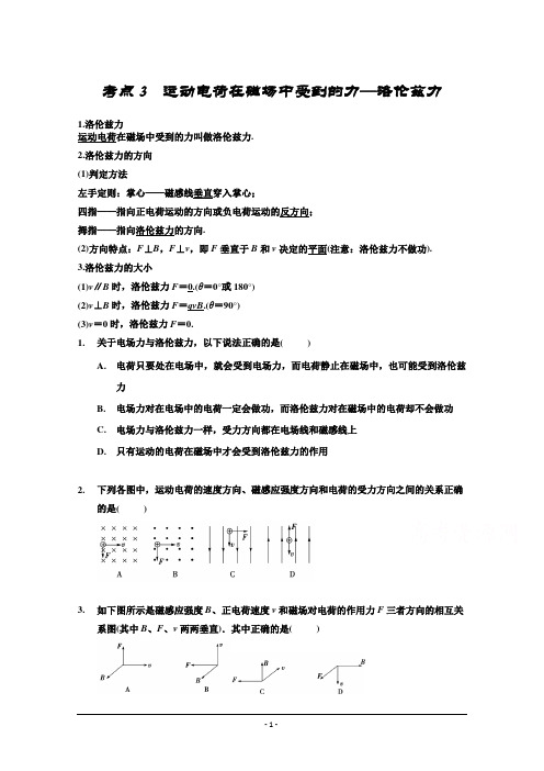 运动电荷在磁场中受到的力——洛伦兹力