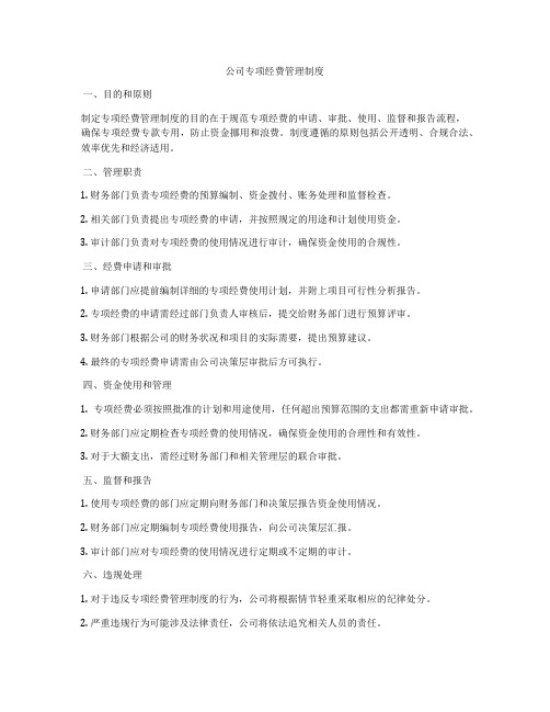 公司专项经费管理制度