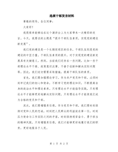 选派干部发言材料