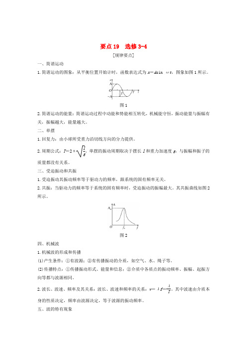 (江苏专用)2019高考物理二轮复习 要点回扣 专题19 选修3-4学案.doc