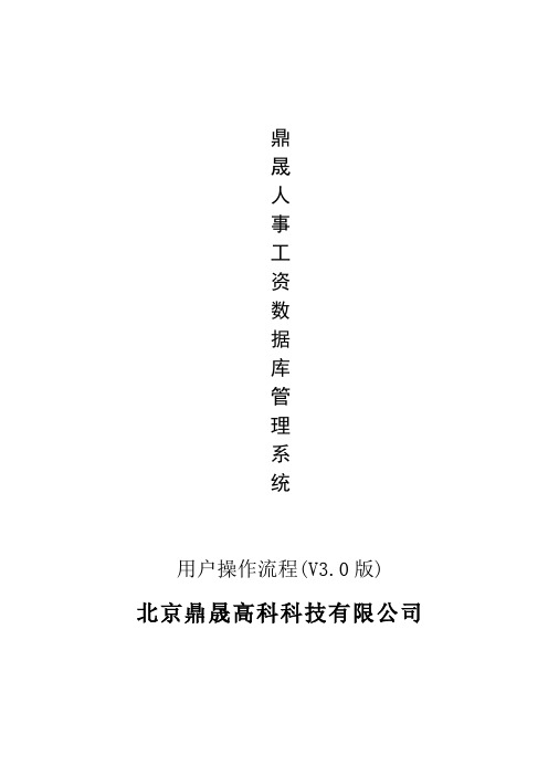 鼎晟人事工资数据库管理系统操作流程