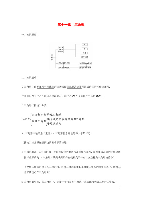 最新新编八年级数学上册第十一章三角形知识点总结新版新人教