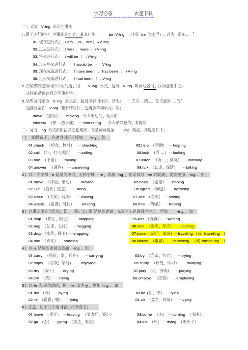 动词-ing变化规则