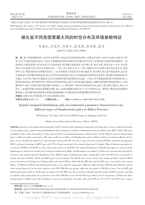 湖北省不同类型雷暴大风的时空分布及环境参数特征