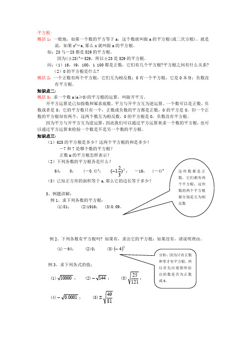 平方根和立方根知识点