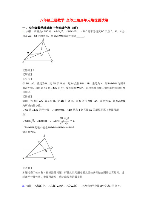 八年级上册数学 全等三角形单元培优测试卷