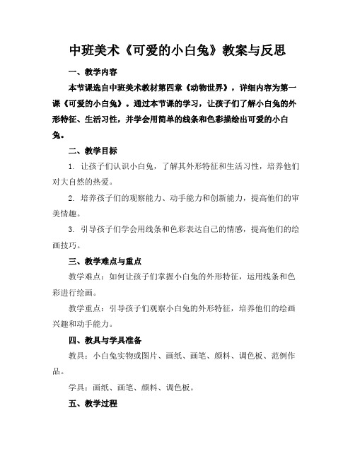 中班美术《可爱的小白兔》教案与反思(1)