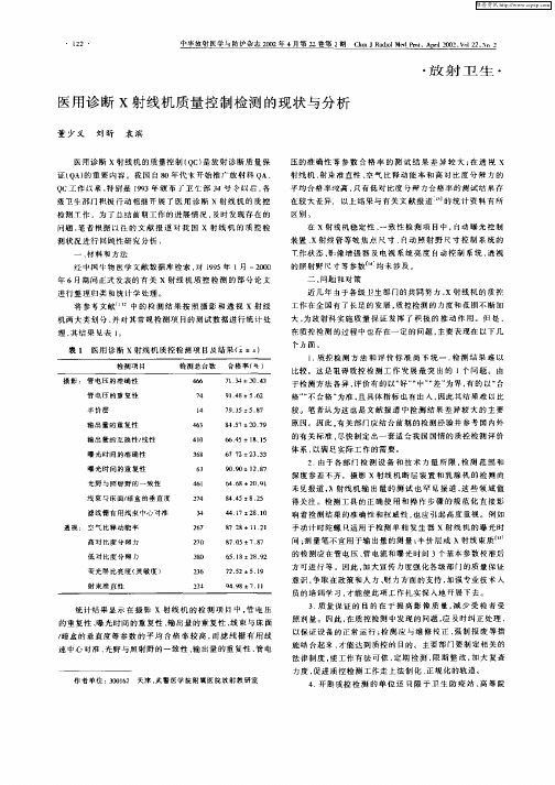 医用诊断X射线机质量控制检测的现状与分析