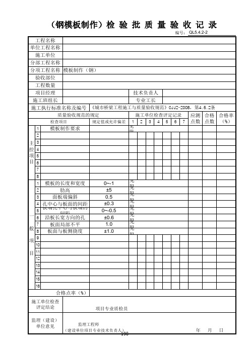 198-(钢模板制作)检 验 批 质 量 验 收 记 录