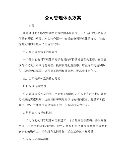 公司管理体系方案