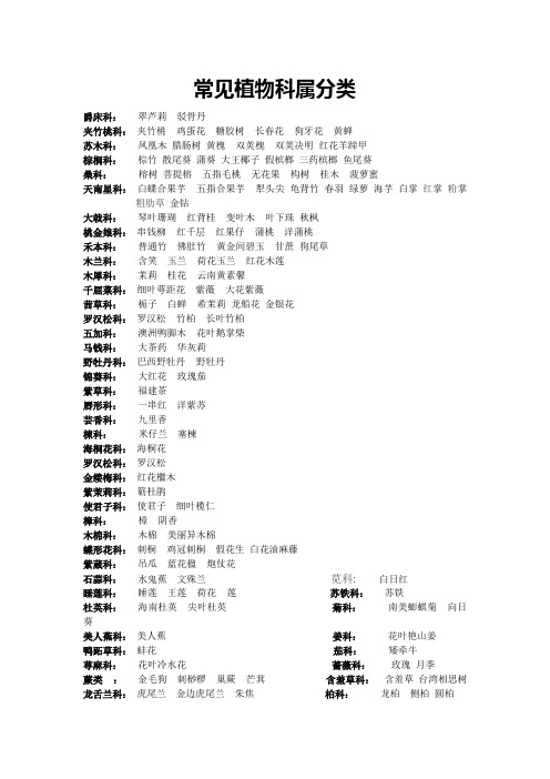 常见植物科属分类