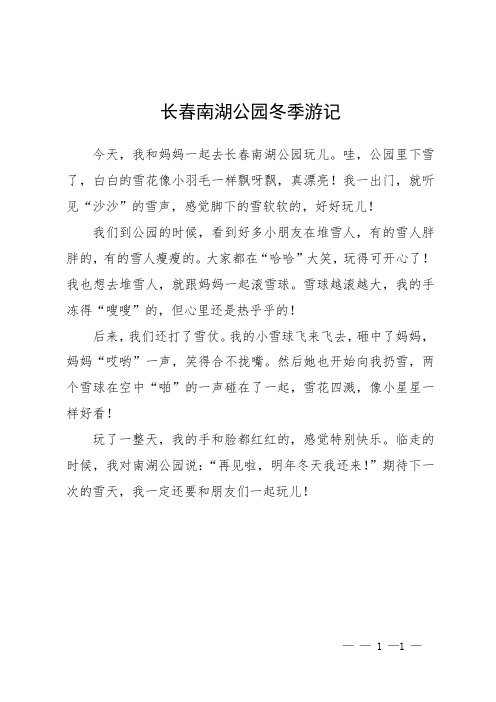 长春南湖公园冬季游记