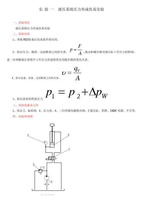 实验一、压力形成等仿真实验(实验报告内容及要求)