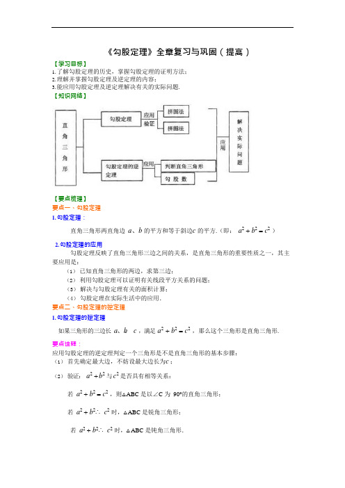 (完整版)北师大八年级上册第一章勾股定理全章复习与巩固(提高)