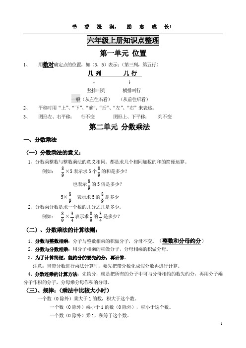 人教版六年级上册数学概念知识点整理