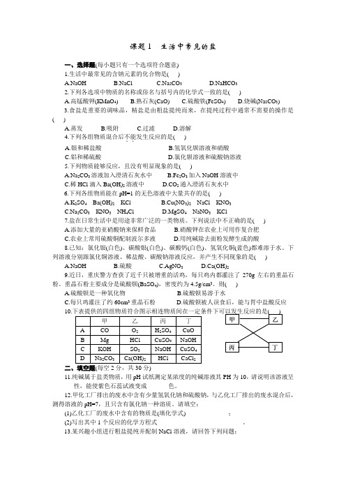 人教版九年级化学下册课题1  生活中常见的盐