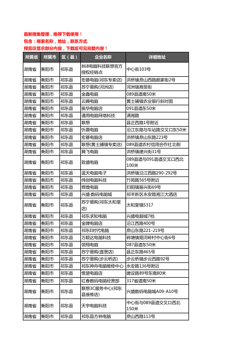 新版湖南省衡阳市祁东县电脑企业公司商家户名录单联系方式地址大全57家