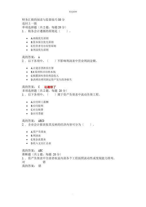 财务报告的阅读与监督技巧分