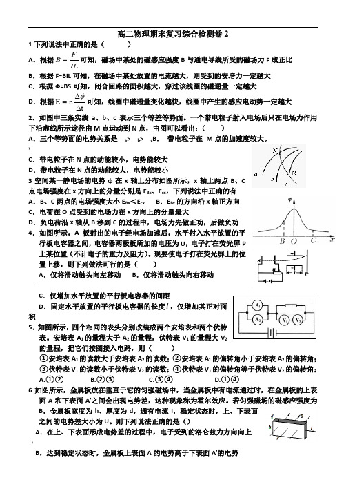 高二物理综合(选修3--1和选修3--2-带答案)