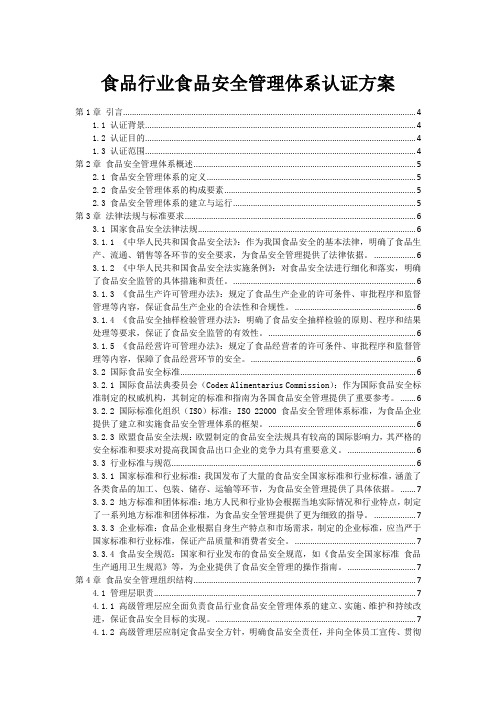 食品行业食品安全管理体系认证方案