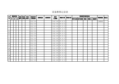 设备故障设备维修记录表
