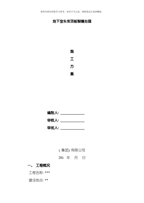 地下室顶板裂缝处理专项方案样本