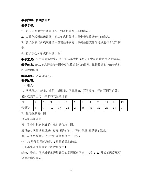 四年级下册数学教案-3.1  折线统计图的认识 ▏沪教版  (1)