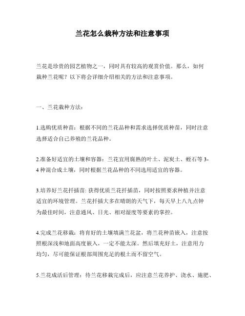 兰花怎么栽种方法和注意事项