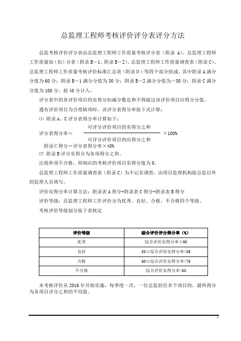 总监理工程师考核评价标准(修改版)