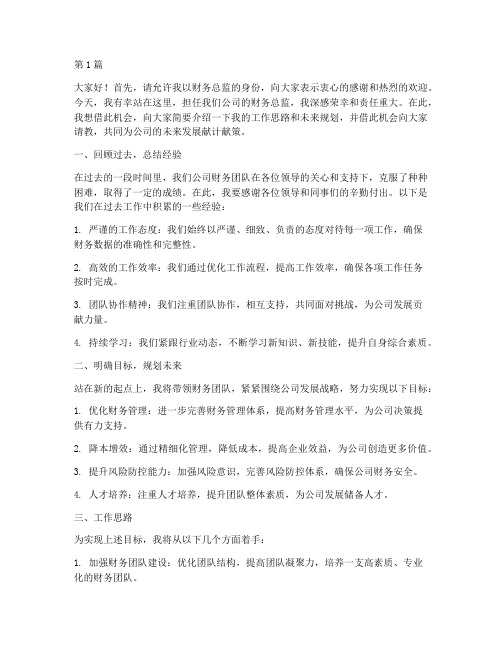 财务总监初次上任发言稿(2篇)