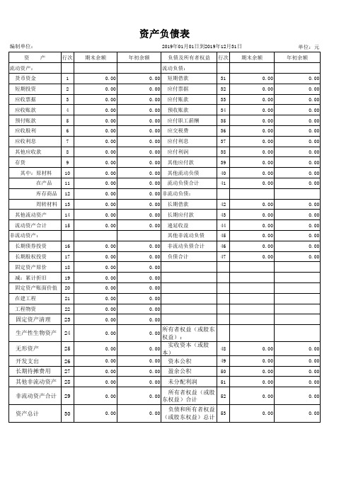 2019最新资产负债表