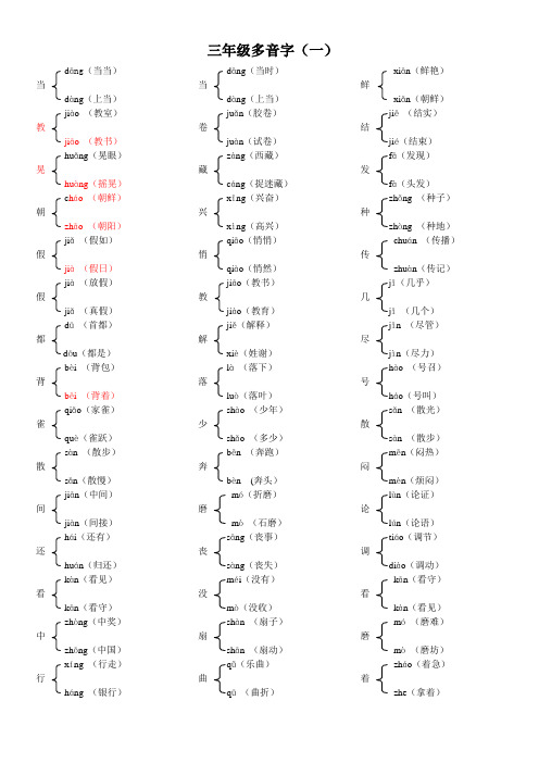 人教语文三年级多音字组词